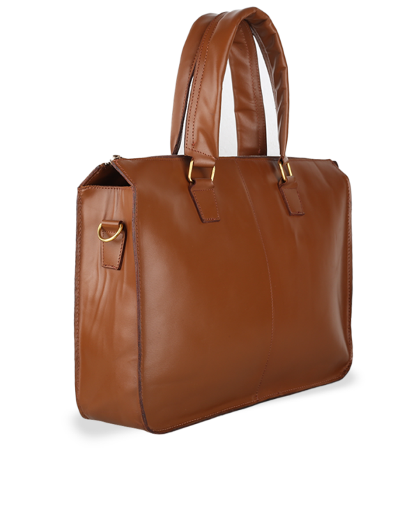 Plain Leather Office Bag - Brown