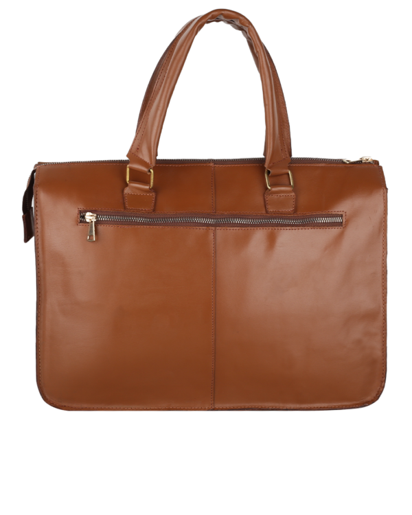 Plain Leather Office Bag - Brown