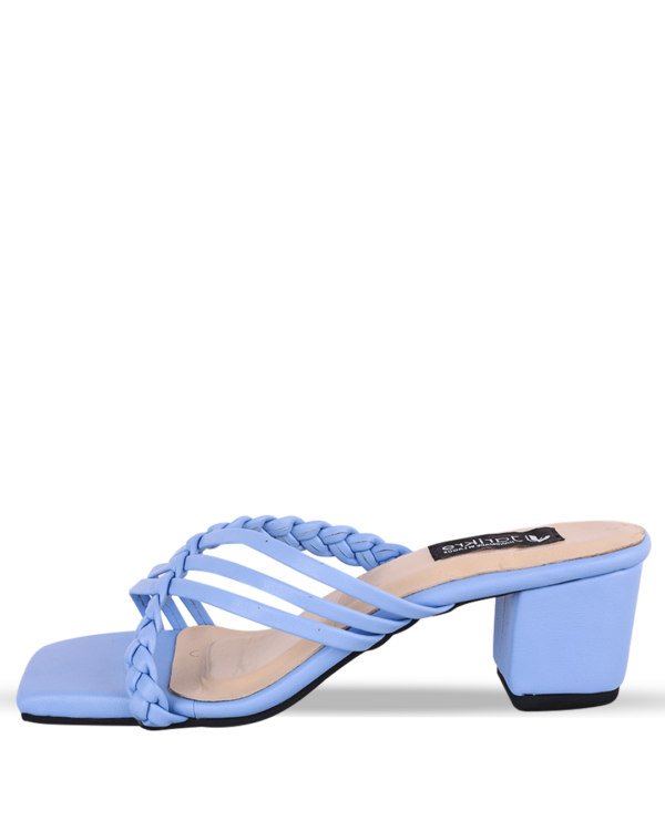 Female Leather Cross Sandals With Heel - Blue