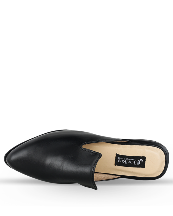 Female Leather Half Cut Slip-On Mules - Black