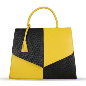 Female Leather Hand Bag - Yellow & Black