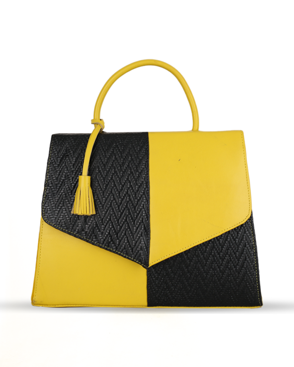 Female Leather Hand Bag - Yellow & Black