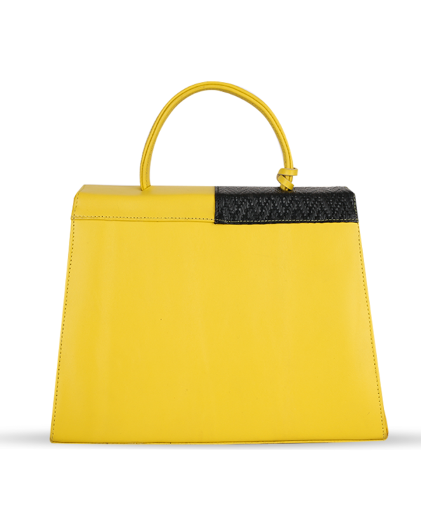 Female Leather Hand Bag - Yellow & Black