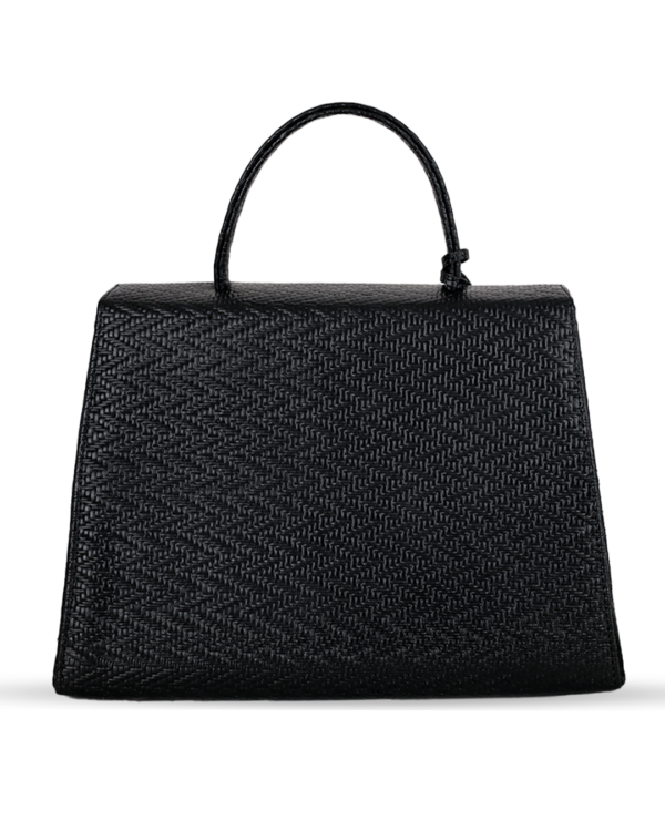 Female Patterned Leather Hand Bag - Black