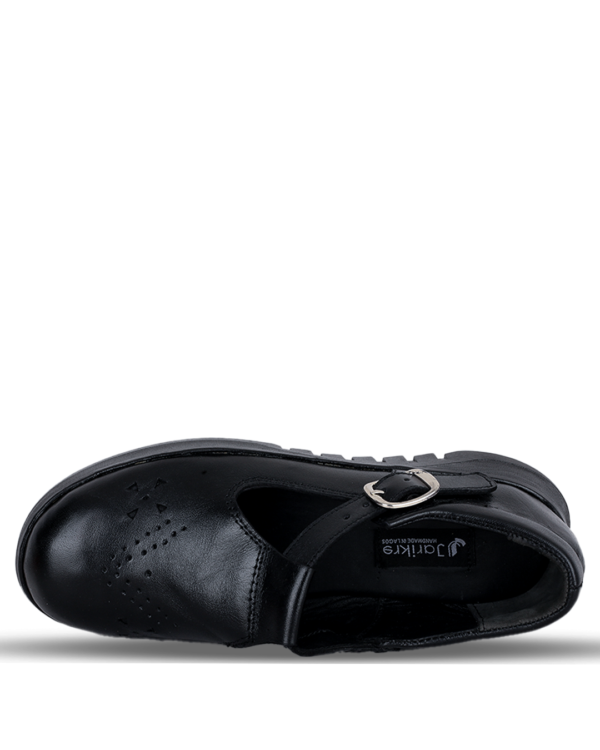 Kids Leather Cortina Shoes With Buckle - Black