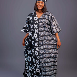 Female Bubu With Monochrome Design - Monochrome Adire