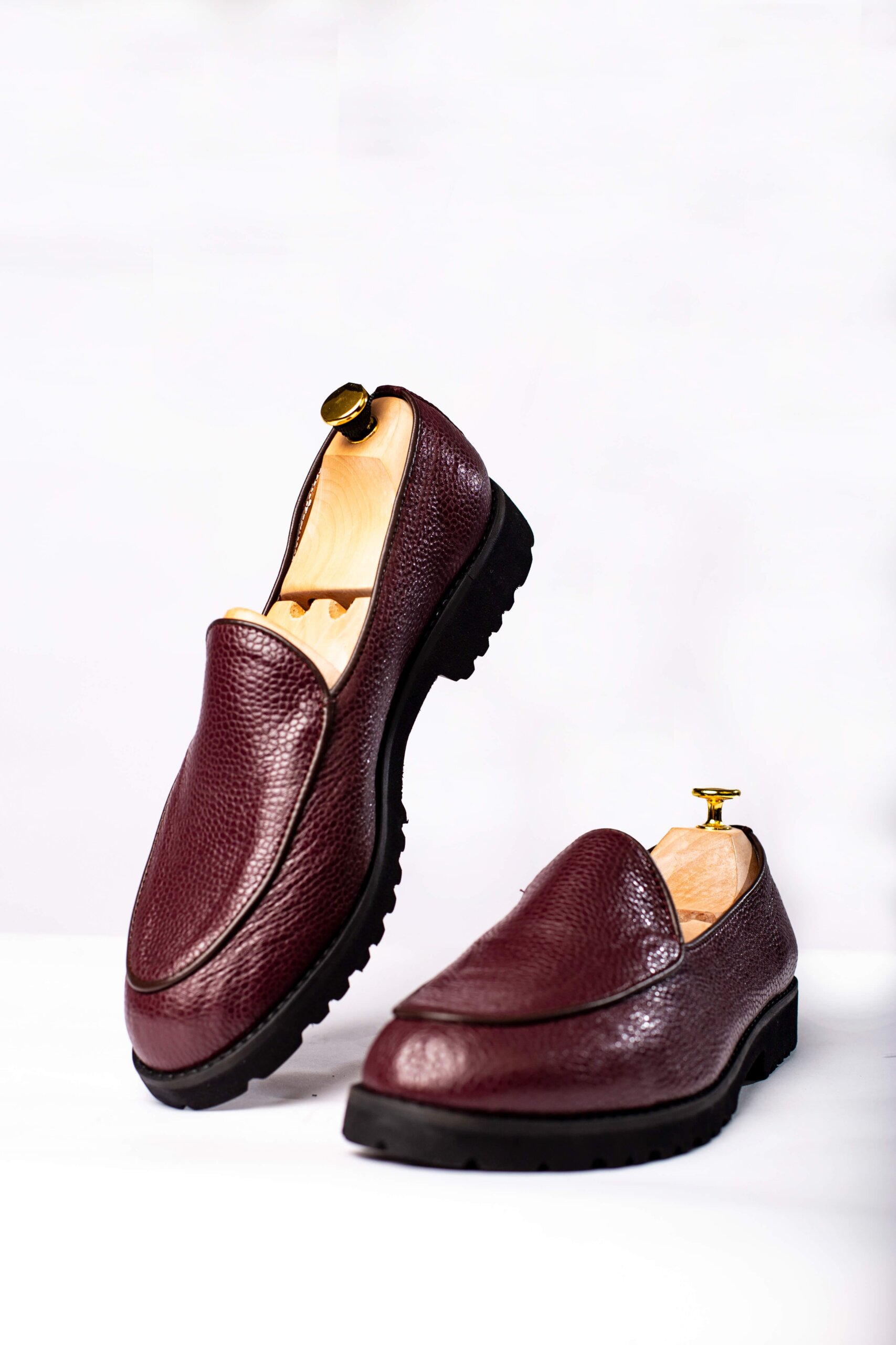 Burgundy Pebbled Leather Penny Loafers in lagos, nigeria