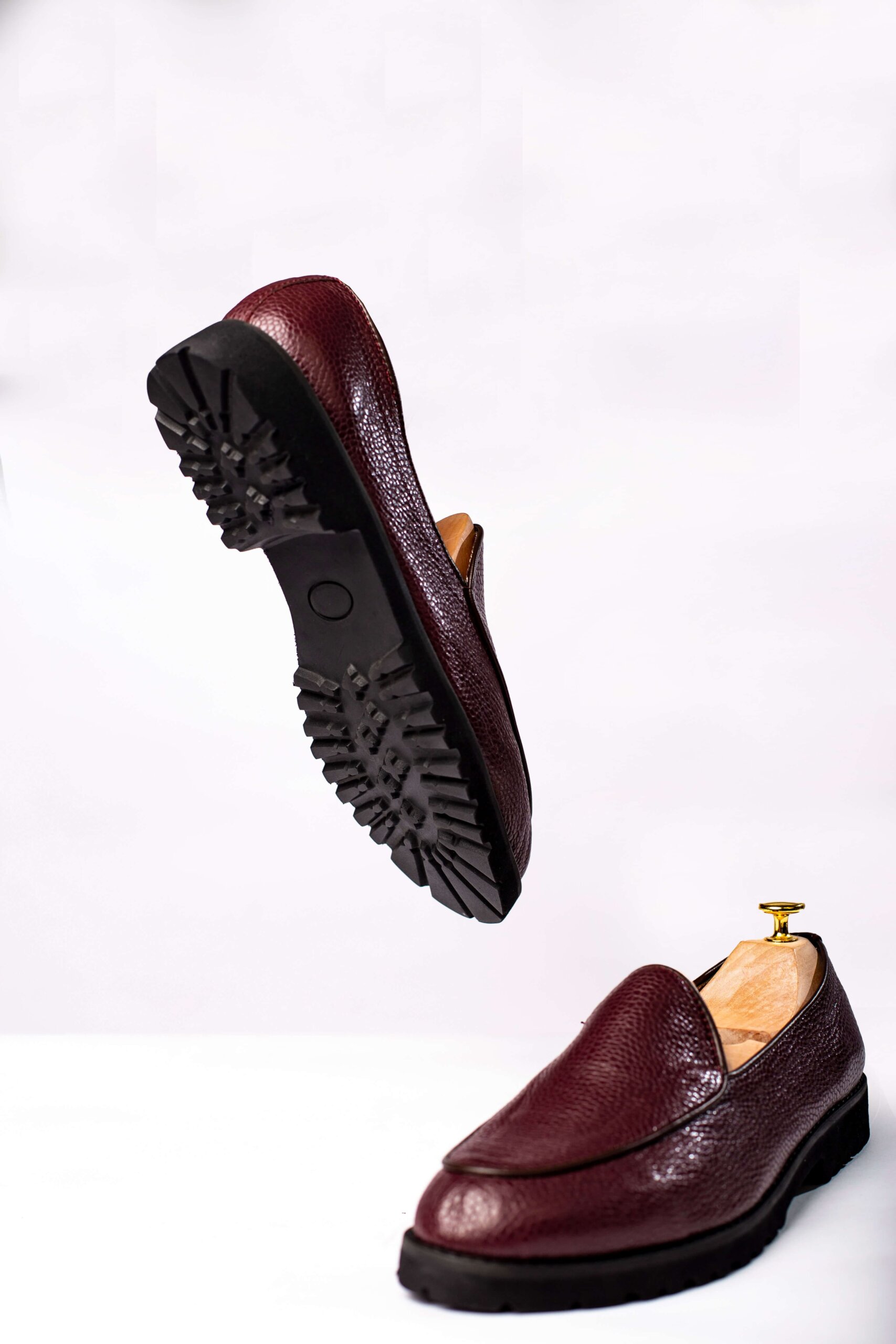 Burgundy Pebbled Leather Penny Loafers in lagos, nigeria