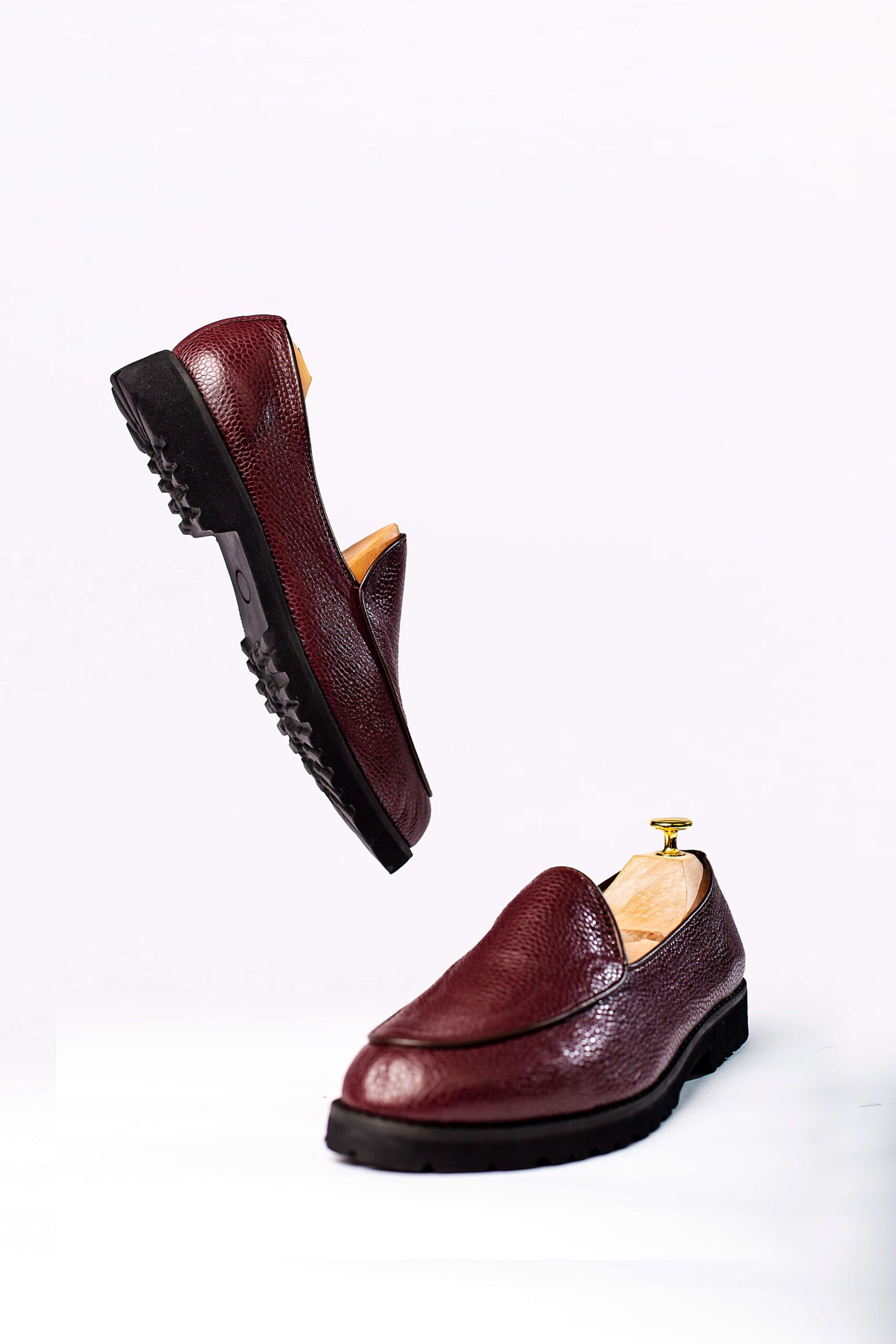Burgundy Pebbled Leather Penny Loafers in lagos, nigeria