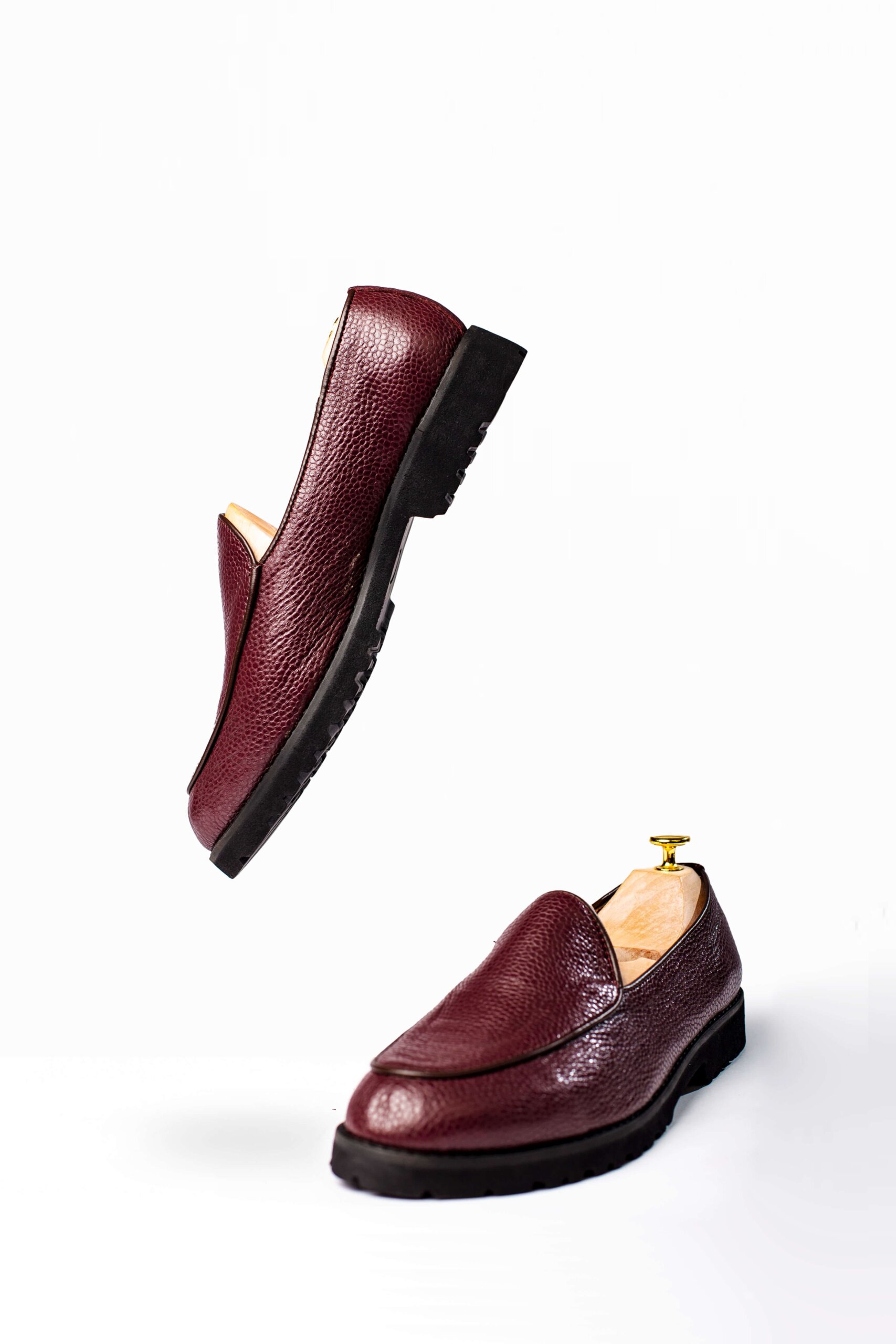 Burgundy Pebbled Leather Penny Loafers in lagos, nigeria