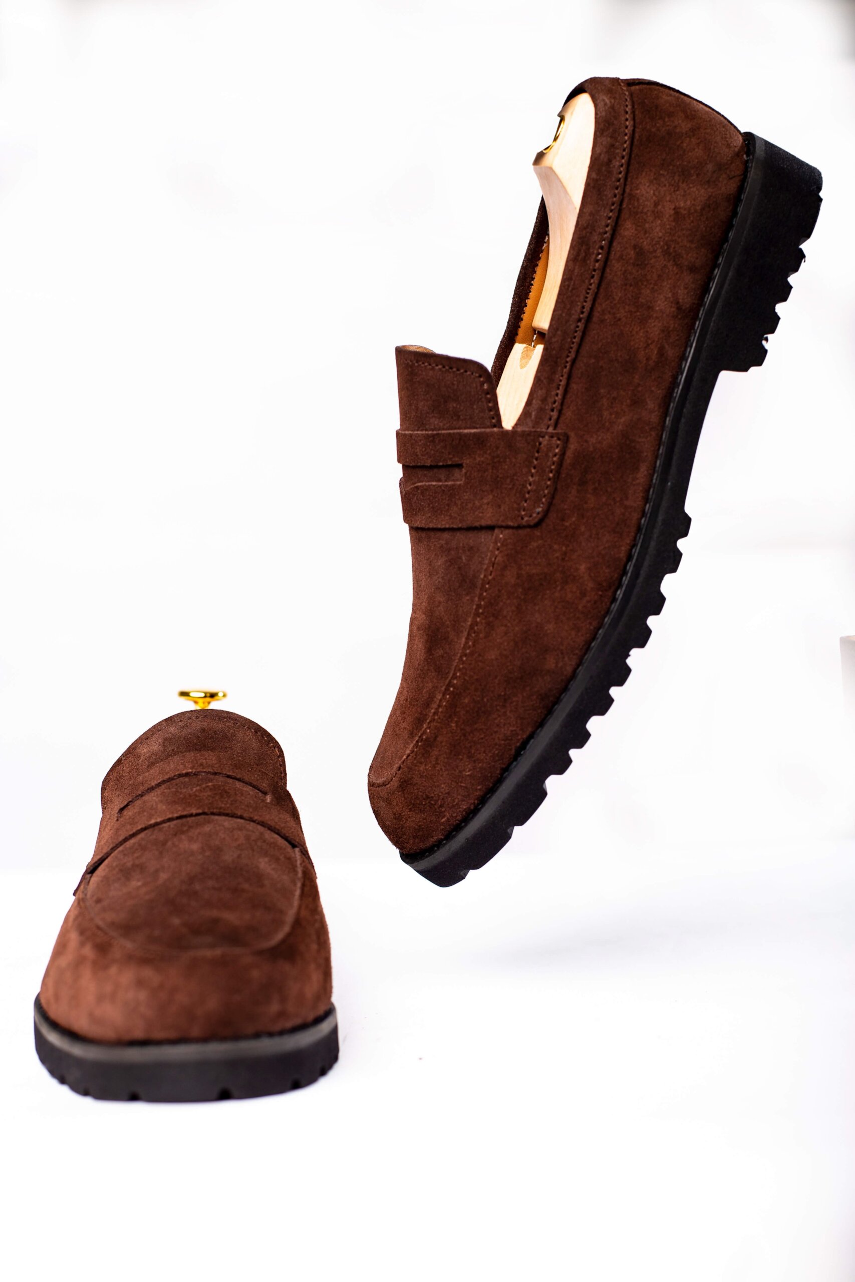 Suede Penny Loafers in Lagos (Brown)