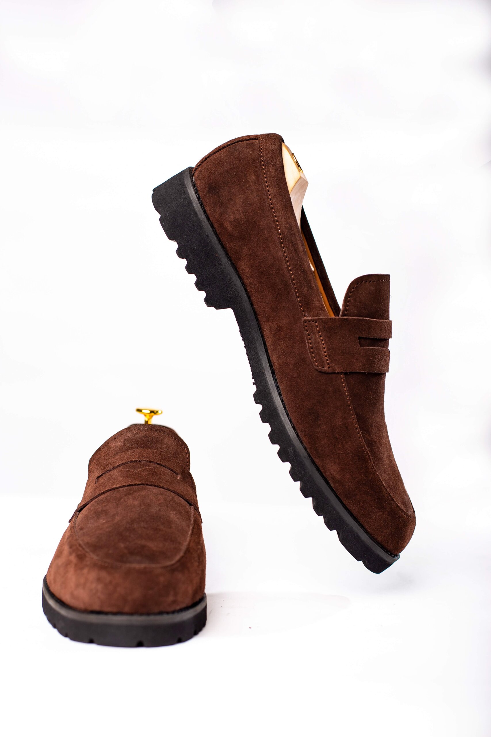 Suede Penny Loafers in Lagos (Brown)