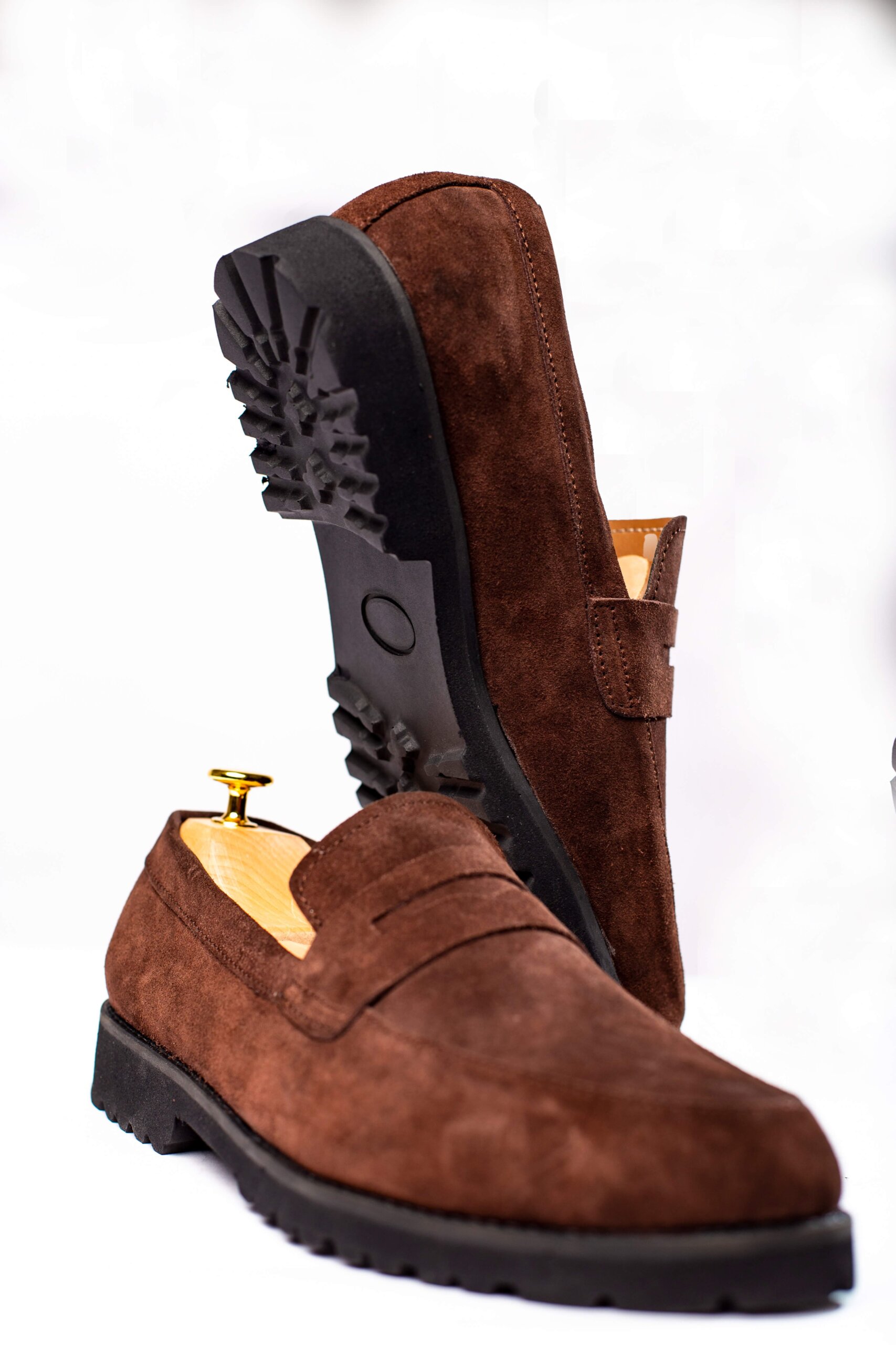 Suede Penny Loafers in Lagos (Brown)