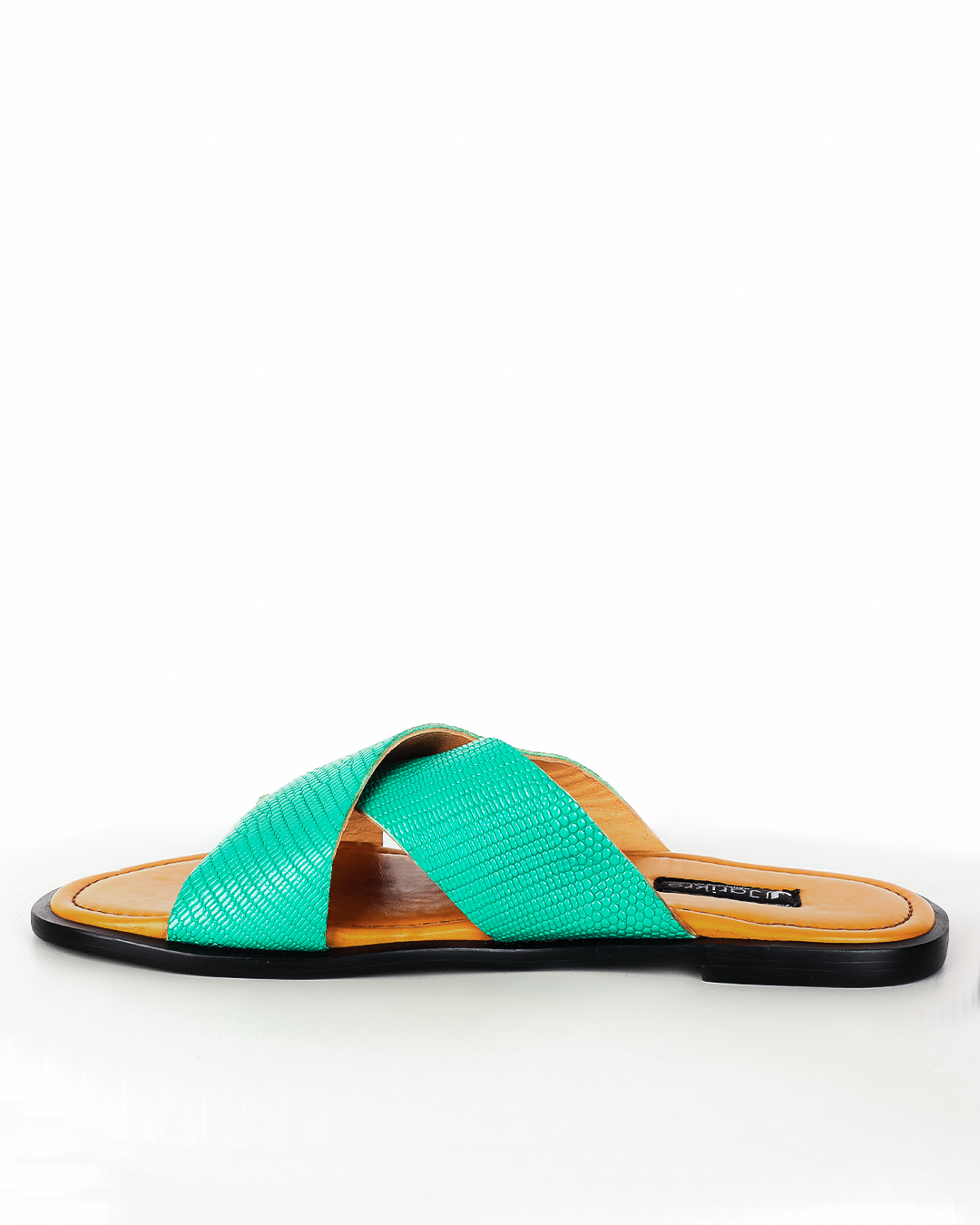 Male Crossed Top Split Leather Palm Slippers - Green