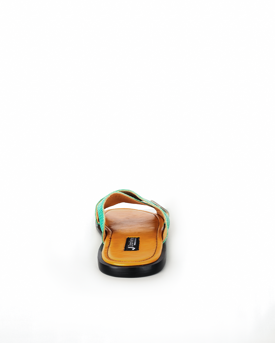 Male Crossed Top Split Leather Palm Slippers - Green
