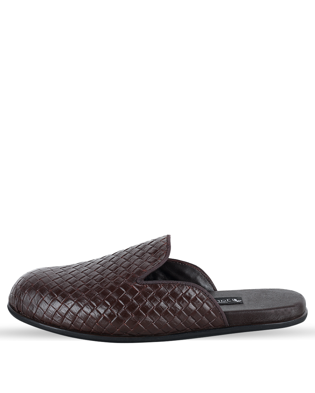 Male Patterned Leather Half Cut Slip-On Mules - Brown