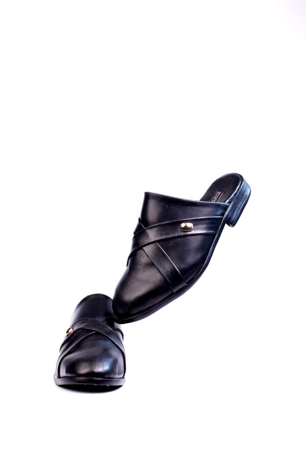 Jarikre Noir Cross-Strap Leather Mule for Men in Nigeria | Luxury Leather Slip-On Shoes