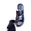 Jarikre Obsidian Cross Strap Leather Slides for Men | Premium Leather Slippers Nigeria