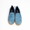 Jarikre blue woven slip on shoes for men on white background