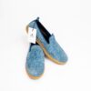 Jarikre blue woven slip on shoes for men on white background