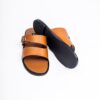 Jarikre Men’s Brown Cutout Buckle Slide Sandals