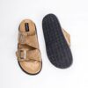 Jarikre tan double buckle slide sandals for men on white background
