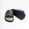 Jarikre olive leather slides for men on white background