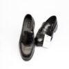 Jarikre black penny loafers for men on white background