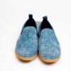 Jarikre blue woven slip on shoes for men on white background