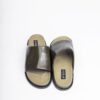 Jarikre olive leather slides for men on white background