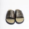 Jarikre olive leather slides for men on white background
